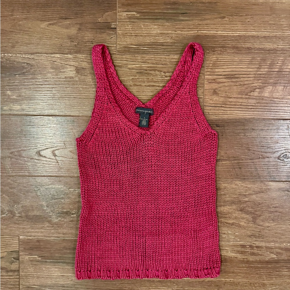 Banana Republic Red Knit Tank Top